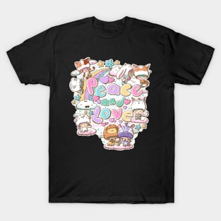 Peace and love preditors and prey in kawaii style T-Shirt